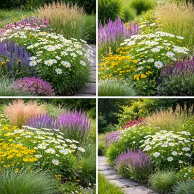 Sazenice kopretiny velkokvěté / Leucanthemum maximum sazenice-kvetin.cz VIZUALIZACE: trvalkové záhony s kopretinou velkokvětou.