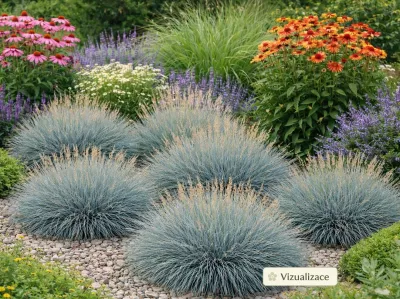 VIZAULIZACE: kostřava sivá, třapatky, metlice trsnatá, kopretina, šalvěje