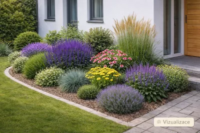 VIZUALIZACE: levandule, šalvěj hajní, kostřava sivá, třtina ostrokvětá