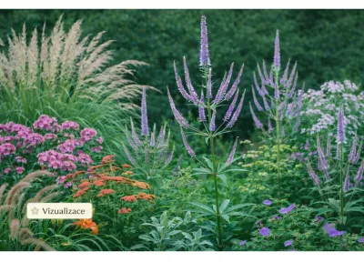 VIZUALIZACE: rozrazil rakousky, flox, řebříček, dochan, šalvěj lékařská, kakost, metlice a vyšší astra