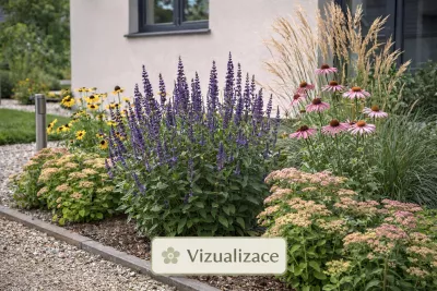 VIZUALIZACE: šalvěj Caradonna, rozchodníky, třapatky, třtina ostrokvětá