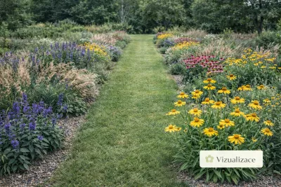 sazenice záplevák Hoopesův / helenium hoopesii sazenice-kvetin.cz VIZUALIZACE: záplevák spolu s jinými trvalkami a travinami