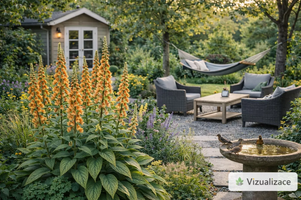 VIZUALIZACE: náprstník Sunset Foxglove, nepeta, traviny aj.